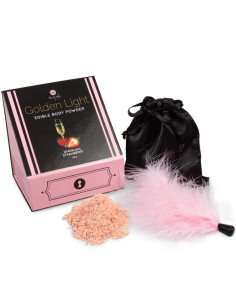 SECRETPLAY - GOLDEN LIGHT KIT SPARKLING STRAWBERRY EDIBLE POWDER and FEATHER