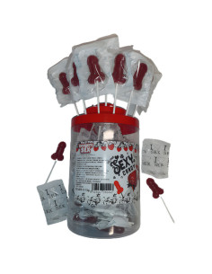 DIABLO PICANTE - 50 STRAWBERRY and CHERRY CANDY PENIS LOLLIPOP 50 UNITS