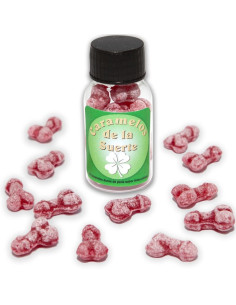 DIABLO PICANTE - 12 PENIS-SHAPED LUCKY CANDIES STRAWBERRY-CHERRY