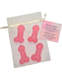 DIABLO PICANTE - 4 PENIS-SHAPED PERFUMED MINI SOAPS PINK
