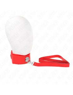 KINK - NECKLACE WITH LEASH 116 CM WITH SILVER STUDS MODEL 4 RED ADJUSTABLE 40-48 CM X 6 CM