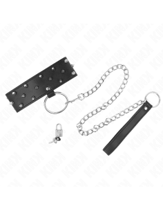 KINK - NECKLACE WITH LEASH 65 CM WITH SILVER STUDS MODEL 5 ADJUSTABLE 36-43 CM X 5 CM 2