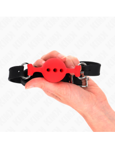 KINK - FULL SILICONE GAG 55 x 2 CM WITH 4 CM BALL SIZE S RED ADJUSTABLE 35-51 CM 2