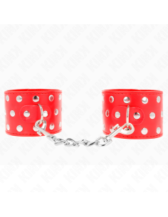 KINK - WRIST RESTRAINTS WITH SNAP FASTEN FULL OF RIVETS RED ADJUSTABLE 19-24 CM X 5.5 CM 2