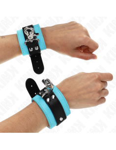 KINK - PREMIUM LOCKABLE WRIST RESTRAINTS BLACK - BLUE ADJUSTABLE 21-28 CM X 5.5 CM
