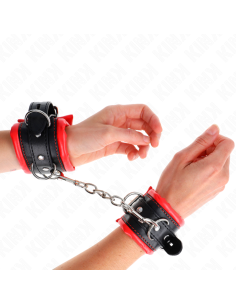 KINK - HEAVY WRIST RESTRAINTS WITH RED FUR LINED ADJUSTABLE 20-30 CM X 6 CM