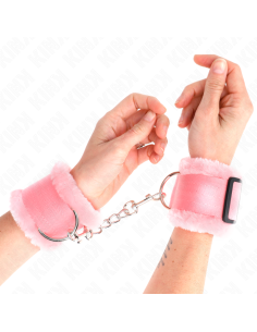 KINK - FURRY LINED WRIST RESTRAINTS PINK ADJUSTABLE 17-31 CM X 7 CM