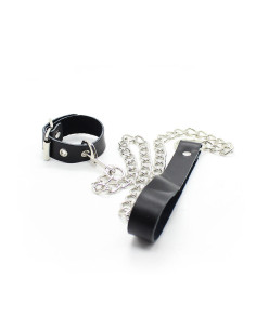 OHMAMA FETISH - PENIS NECKLACE AND LEATHER STRAP WITH METAL CHAIN 2