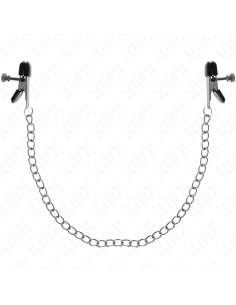 KINK - plokščios grandinėlės formos spenelių laikikliai, sidabriniai, 34 cm 2