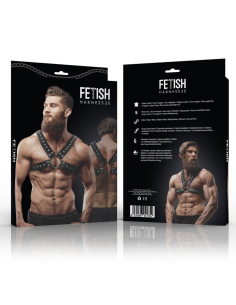 FETISH SUBMISSIVE ATTITUDE - MENS CROSS-OVER ECO-LEATHER CHEST HARNESS WITH STUDS 2