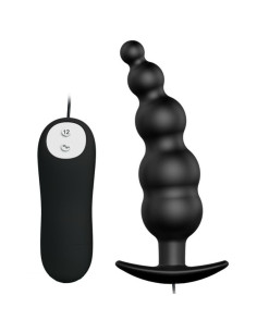 PRETTY LOVE - ANAL PLUG SILICONE EXTRA STIMULATION AND 12 VIBRATION MODES BLACK REMOTE CONTROL