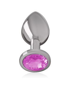 INTENSE - ALUMINUM METAL ANAL PLUG WITH PINK CRYSTAL SIZE L 2