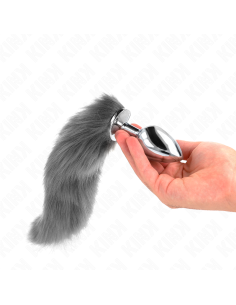 KINK - ANAL PLUG SIZE L 10 X 4 CM WITH SYNTHETIC TAIL 40 CM GREY AND WHITE