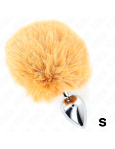KINK - STAINLESS STEEL PLUG 7 x 3 CM WITH BEIGE FAUX FUR RABBIT TAIL 8 CM 2
