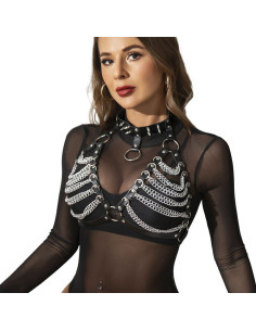 SUBBLIME - HARNESS BRA AND NECKLACE WITH CHAINS ONE SIZE