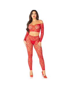 LEG AVENUE - CROP TOP STOCKINGS RED ONE SIZE