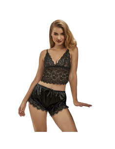 SUBBLIME - 953942 CASUAL SILK NIGHTGOWN LACE PANTS BLACK L-XL