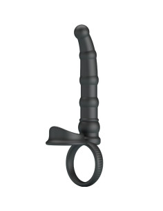 PRETTY LOVE - TATUM VIBRATING PENIS RING WITH PLUG 10 VIBRATIONS BLACK