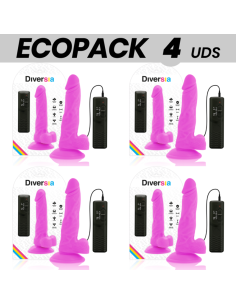 ECOPACK 6 VIENETŲ - DIVERSIA LANKSTUS VIBRUOJAMAS DILDO VIOLETINIS 18 CM - O- 4 CM