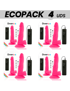 ECOPACK 6 VIENETŲ - DIVERSIA LANKSTUS VIBRUOJAMAS DILDO ROŽINIS 18 CM -O-4 CM