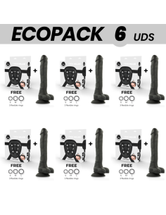 ECOPACK 6 UNITS - COCK MILLER HARNESS SILICONE DENSITY ARTICULABLE BLACK COCKSIL 24 CM