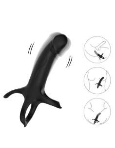 ARMONY - Dildo su žiedu ir vibratoriumi, juodos spalvos 2