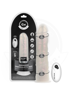 COCK MILLER - Dildo su siurbtuku, apšvietimu, vibracija ir nuotolinio valdymo pultu, baltas, 19,5 cm