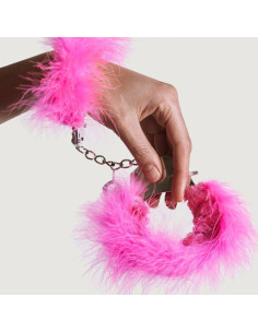 ADRIEN LASTIC - METAL HANDCUFFS WITH PINK FEATHERS 2