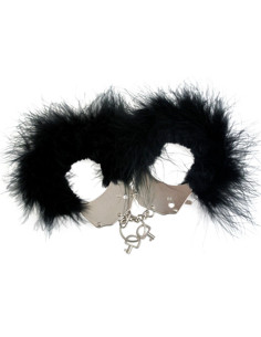 ADRIEN LASTIC - METAL HANDCUFFS WITH BLACK FEATHERS 2
