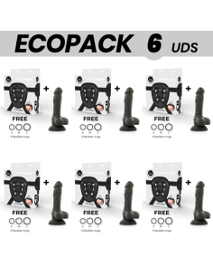 ECOPACK 6 UNITS - COCK MILLER HARNESS DILDO SILICONE DENSITY ARTICULABLE BLACK COCKSIL 13 CM