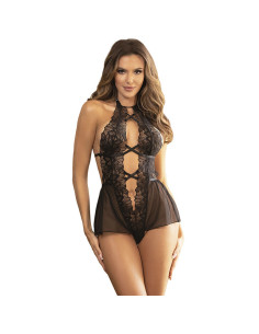 SUBBLIME - TEDDY HALTER NECK BARE BACK LACE BLACK S-M