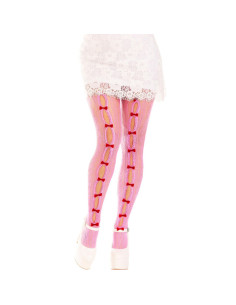 LEG AVENUE - STOCKINGS WITH OPENINGS HEART and BOWS PINK