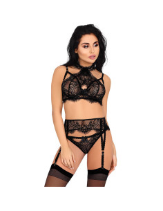 LIVCO CORSETTI FASHION - MAJALESA LC 90526 BRA GARTER BELT PANTY BLACK