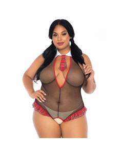 LEG AVENUE - SCHOOLGIRL CROTHLESS FITNESS TEDDY PLUS SIZE