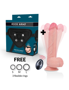 ROCKARMY - SKYSTO SILIKONINIO VIBRAVIATORIAUS DIRŽAS, PREMIUM APACHE, NUOTOLINIO VALDYMO PULTELIS, 20,5 CM - O - 4,62 CM 2