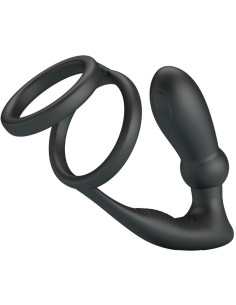 PRETTY LOVE - EMONI PENIS RING ANAL PLUG 12 VIBRATIONS BLACK