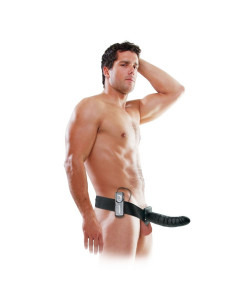 FETISH FANTASY SERIES - 19 CM VIBRATING HOLLOW STRAP-ON BLACK