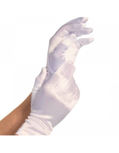 LEG AVENUE - SATIN GLOVES WHITE