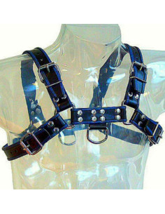 LEATHER BODY - BLUE AND BLACK LEATHER HARNESS CHEST BULLDOG 2