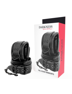 DARKNESS - ADJUSTABLE BLACK LEATHER HANDS HANDCUFFS