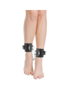 DARKNESS - BLACK ADJUSTABLE LEATHER ANKLE HANDCUFFS 2