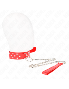 KINK - RING RIVET STRAP NECKLACE WITH BELT 65 CM RED ADJUSTABLE 36-50 CM X 3.8 CM