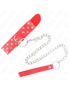 KINK - RING RIVET STRAP NECKLACE WITH BELT 65 CM RED ADJUSTABLE 36-50 CM X 3.8 CM 2