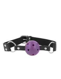 KINK - BREATHABLE BALL 4 CM GAG WITH DOUBLE RIVET PURPLE 62.5 x 2.5 CM ADJUSTABLE 42-58 CM