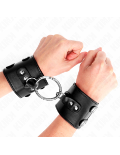 KINK - FIXED WRIST RESTRAINTS WITH RING AND STUDS ADJUSTABLE BLACK 17-22 CM X 6.5 CM