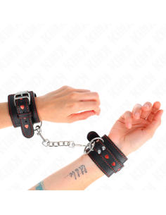 KINK - BLACK WRIST RESTRAINTS WITH RED HEART INLAY ADJUSTABLE 21-28 CM X 5.5 CM