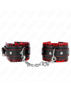 KINK - FUR LINED WRIST RESTRAINTS RED - BLACK ADJUSTABLE 17-29 CM X 6 CM 2