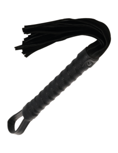 DARKNESS - BLACK BONDAGE WHIP WITH LEATHER HANDLE