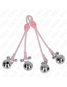 KINK - LUMINOUS SKULL NIPPLE CLAMPS WITH RING BELLS ADJUSTABLE PINK - SILVER 2