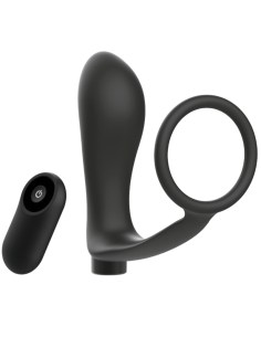 ADDICTED TOYS - PENIS RING WITH REMOTE CONTROL ANAL PLUG BLACK RECHARGEABLE